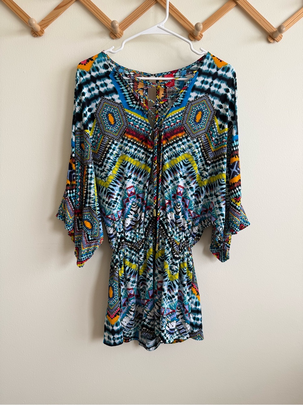 Red Carter Multicolor Aztec Print Romper